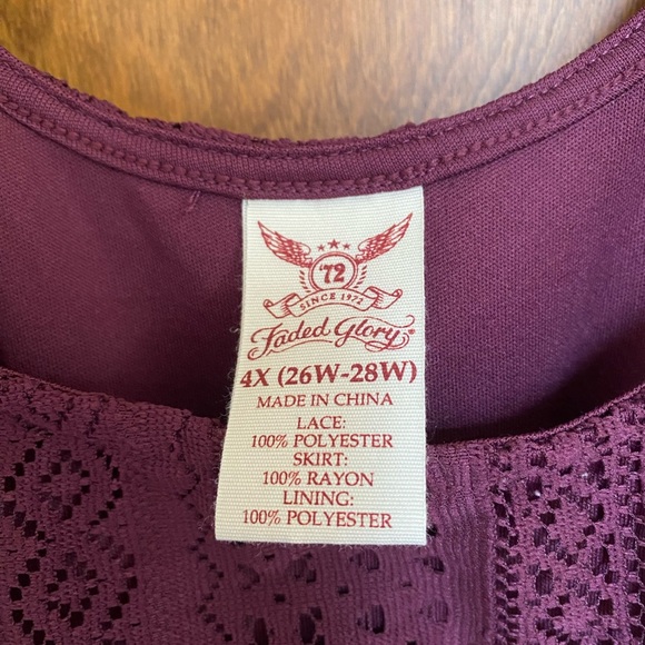 Faded Glory Plum Lace Boho Dress. Altered 4xl (see description). - Picture 5 of 10